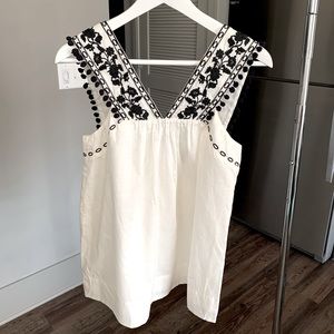 New J. Crew Embroidered Pom Pom Tank Top